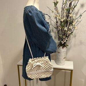 Handmade Cream Macrame Crossbody Bag